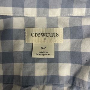 Crewcuts boys’ long-sleeve flex patterned washed shirt. Size 6-7